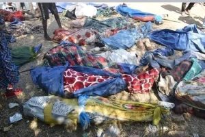 Una delle immagini che circolano sulle uccisioni di civili a Tole, distretto di Gimbi