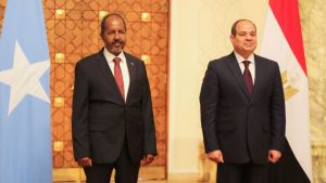 Il Presidente Somalo Hassan Sheikh Mohamud con il suo omologo egiziano Abdel Fattah al-Sisi