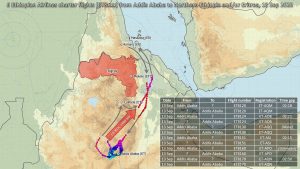 Le segnalazioni riportate dall'analista Gerjon dei voli con destinazione Eritrea.