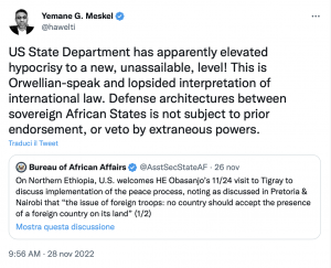 La risposta del Ministro dell'Informazione eritreo Yemane G. Meskel