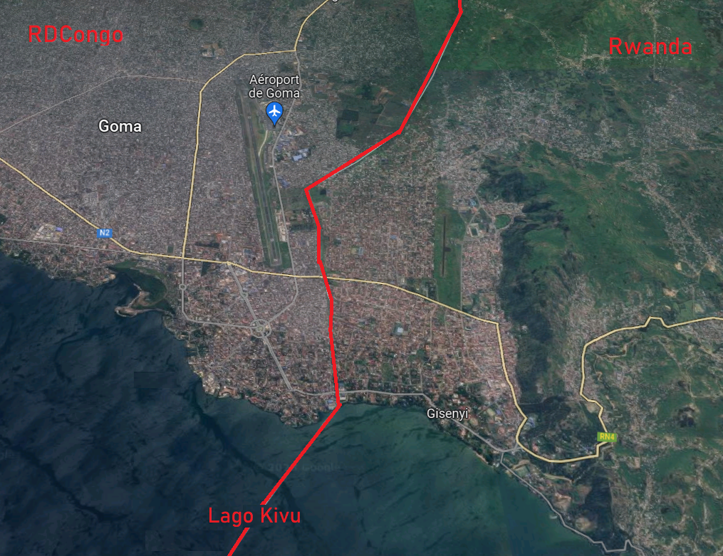 Confine tra RDCongo e Rwanda e tra Goma e Gisenyi