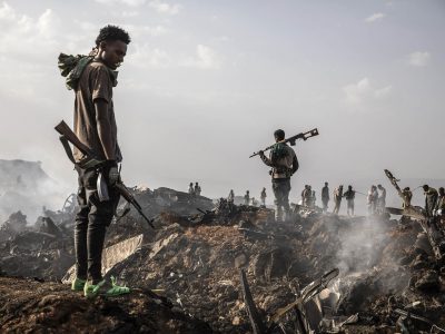Tigray Defense Force Fighters Survey The Wreckage Of An Ethiopian Air Force Plane Downed In Mekelle, Ethiopia, June 23, 2021. (Finbarr O'Reilly/The New York Times)